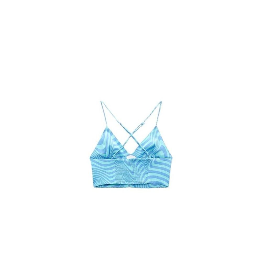 ZARA SATIN CROPPED TOP BLUE SIZE M | 3067/080